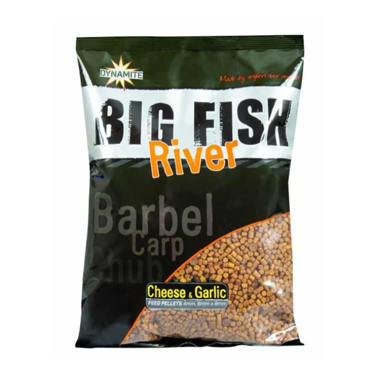 Amorce Dynamite Baits Big Fish River Feed Pellets Arôme Cheese Garlic 8mm, 1.8kg
