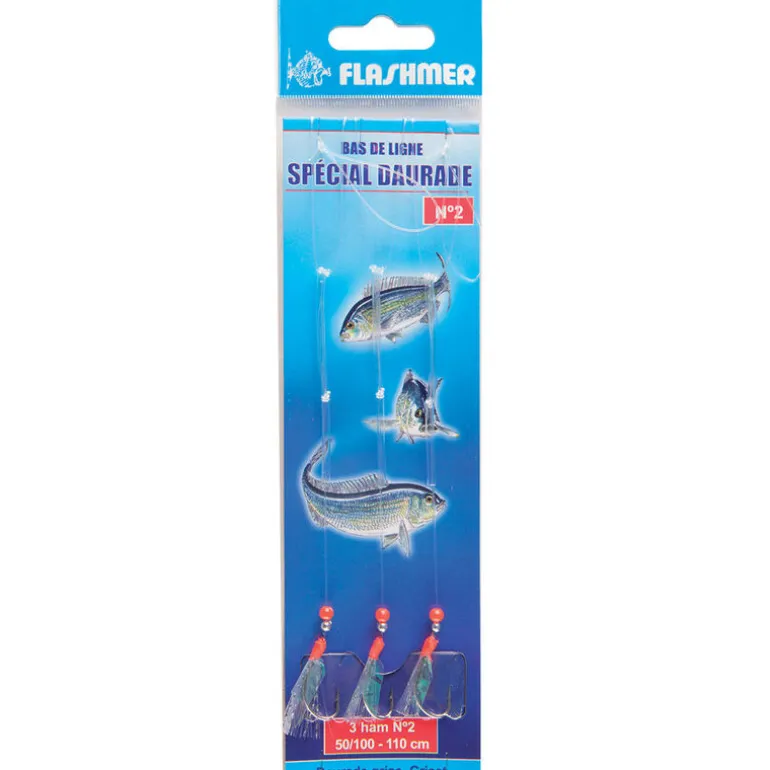 Bas de ligne a daurades mer flashmer daurade 3 hamecons