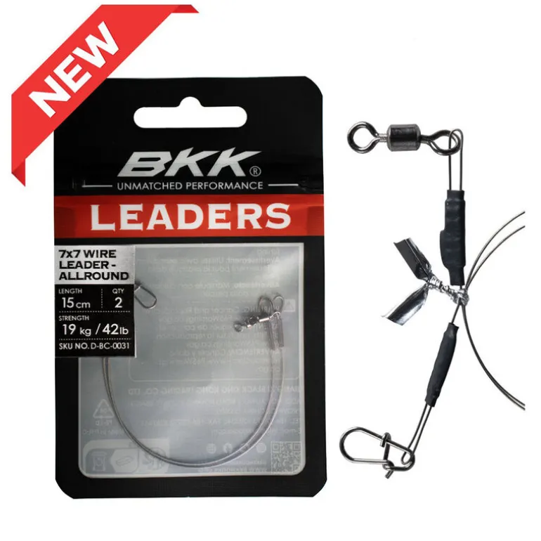 Bas de ligne acier BKK 7x7 Wire Leader Allround 15cm (x2)