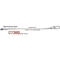 Bas de ligne carnassier monté carnassier cannelle avancon megaflex c738d 31cm (x3)