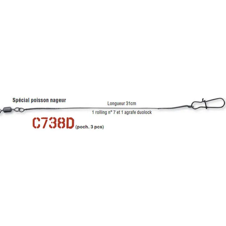 Bas de ligne carnassier monté carnassier cannelle avancon megaflex c738d 31cm (x3)