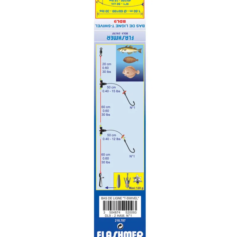 Bas de ligne mer flashmer t-swivel dl9