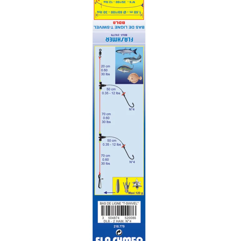 Bas de ligne mer flashmer t-swivel dl8