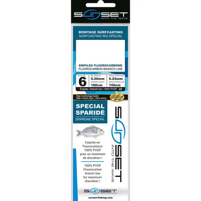 Bas de ligne Surfcasting SUNSET RS Compet Spécial SPARIDE/Fluoro