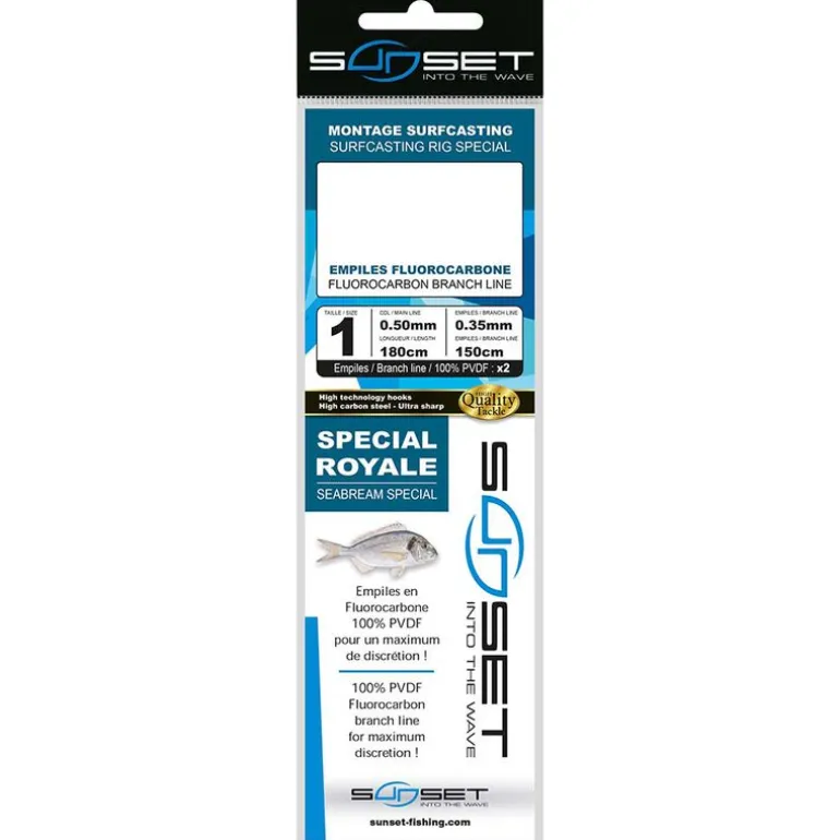 Bas de ligne Surfcasting SUNSET RS Compet Spécial ROYALE/Fluoro