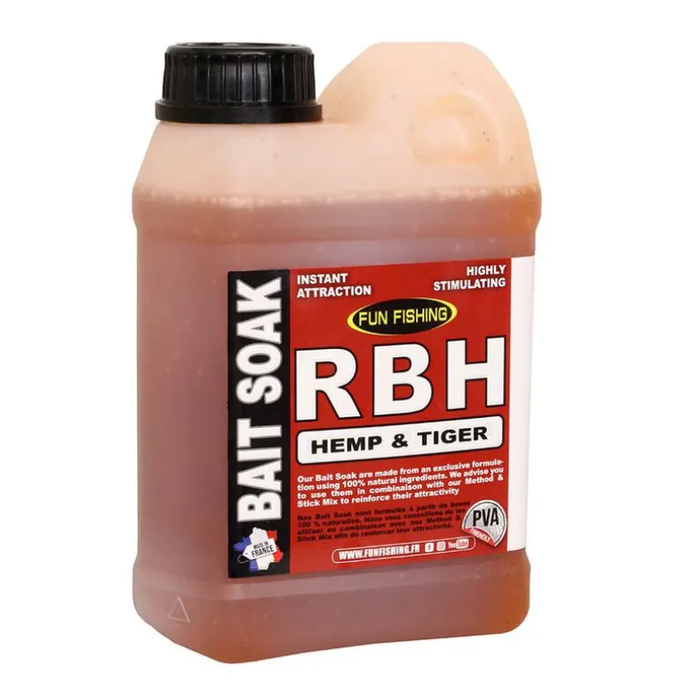 Booster carpe fun fishing bait soak system hemp et tiger 1l