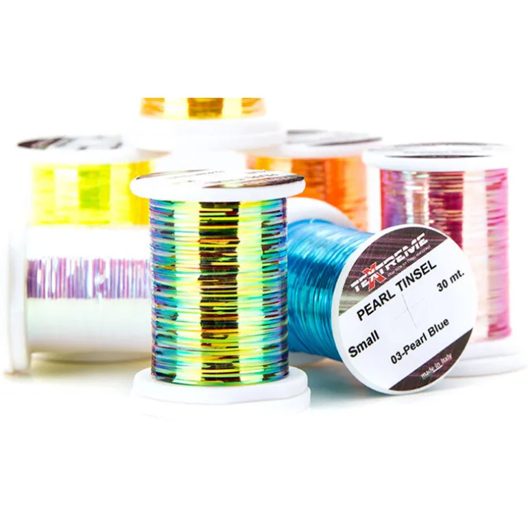 Fil Iridescent Plat Textreme Pearl Tinsel Small 140 Den. 30 Mètres