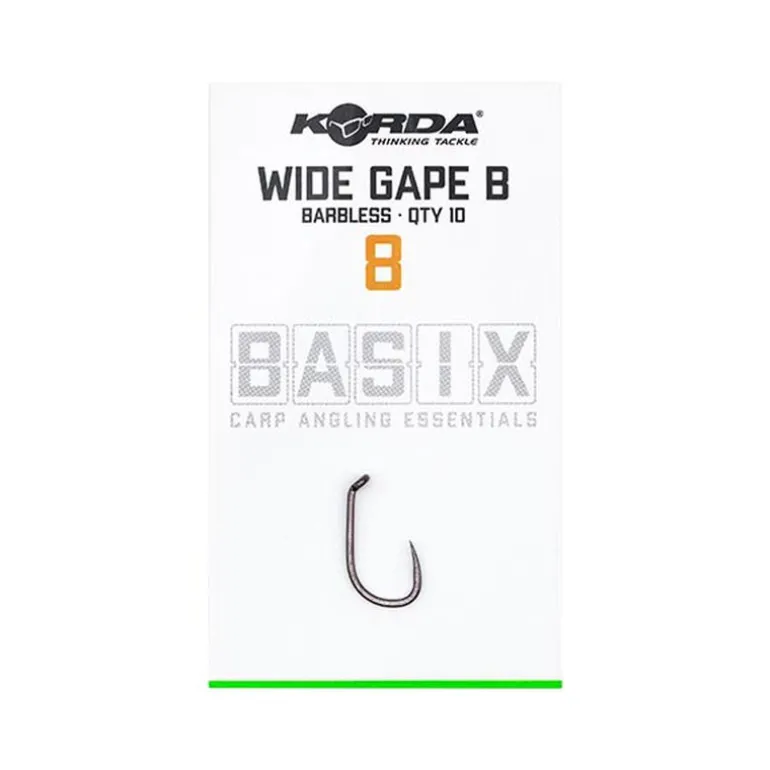 Hameçons korda basix wide gape barbless (x10)