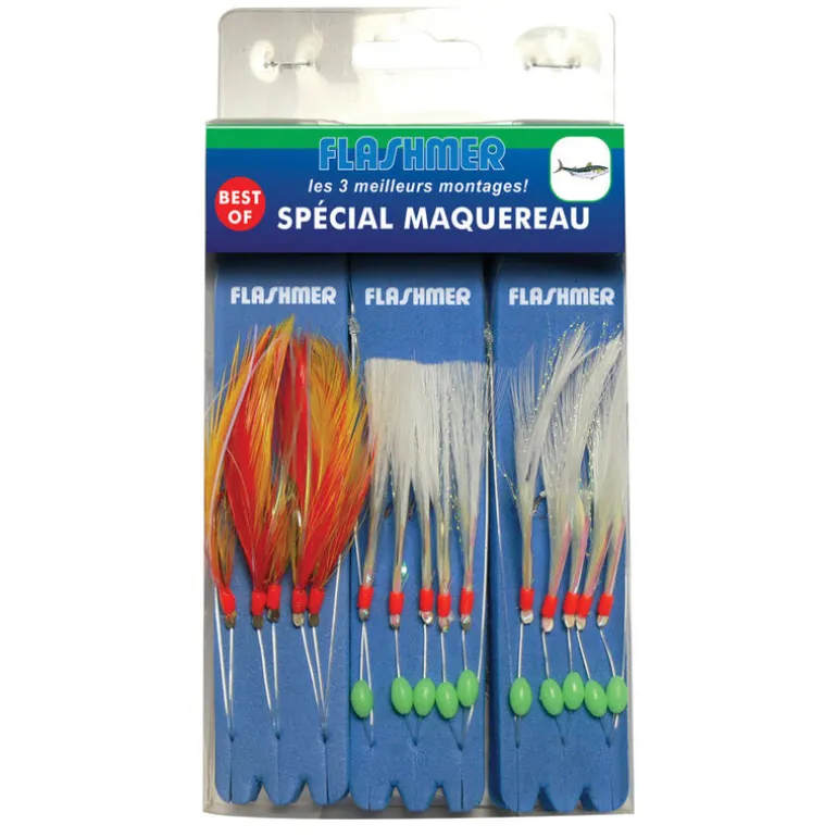 Kit de 3 bas de ligne mer flashmer best of special maquereau
