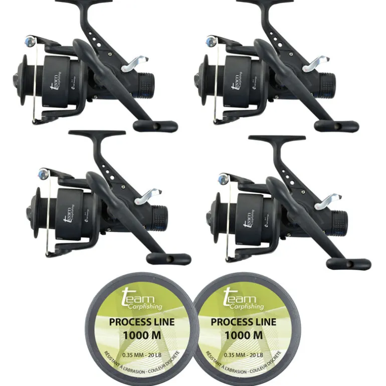 Pack 4 Moulinets Dark Water 6000 FS Debrayable + 2000m de 0.35mm