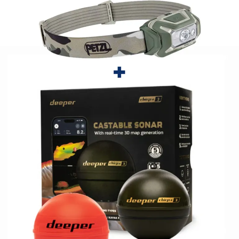 Pack Deeper Chirp+ 3D + Petzl Aria I + Support pour fixation sur bateau amorceur
