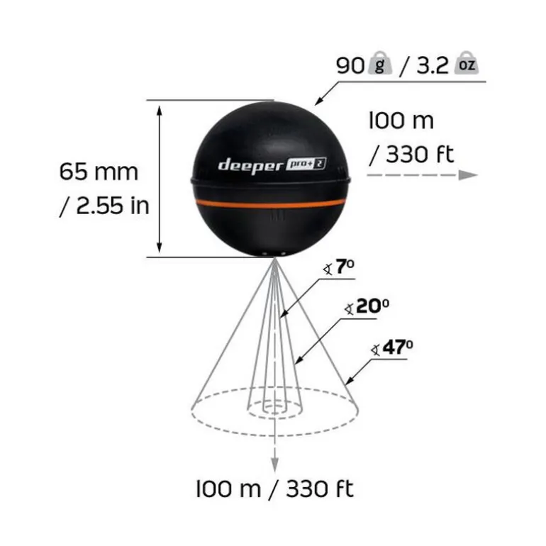 Pack Deeper Pro +2 + Support pour fixation sur bateau amorceur