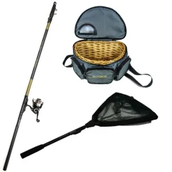 Pack Pêche au toc Combo Strow First Télereglable 400 + Épuisette Wilder 80 + Panier