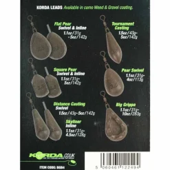 Plomb à émerillon korda flat pear swivel (x2)