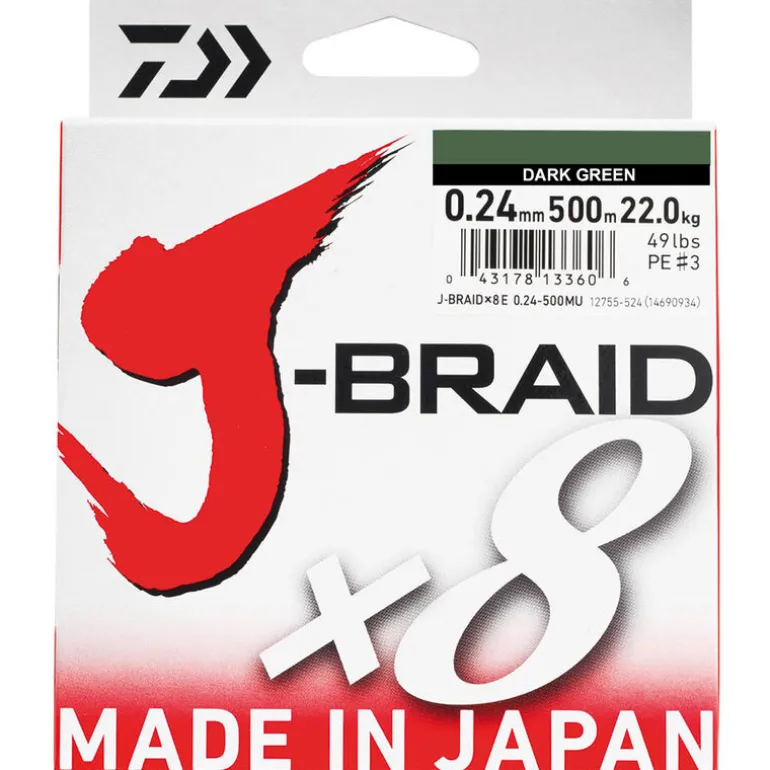 Tresse Daiwa J-Braid x8 Dark Green 500m